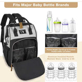 Packino Diaper Bag Backpack for Women - Multifunction Travel Essentials Baby Diaper Bag with Changing Pad, Large Backpack Baby Girl Boy, Insulated Bottle Holders & Stroller Straps (Black+Gray)