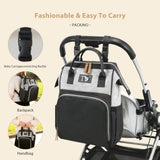Packino Diaper Bag Backpack for Women - Multifunction Travel Essentials Baby Diaper Bag with Changing Pad, Large Backpack Baby Girl Boy, Insulated Bottle Holders & Stroller Straps (Black+Gray)