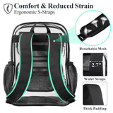 PACKISM Clear Backpack for School - 17 inch Large Heavy Duty Bookbag, Reinforced See Through PVC Transparent Backpack for Students Men Women, Active Black (Age 12+)