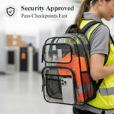 PACKISM Clear Backpack for School - 17 inch Large Heavy Duty Bookbag, Reinforced See Through PVC Transparent Backpack for Students Men Women, Active Black (Age 12+)