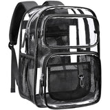 PACKISM Clear Backpack for School - 17 inch Large Heavy Duty Bookbag, Reinforced See Through PVC Transparent Backpack for Students Men Women, Active Black (Age 12+)