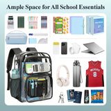 PACKISM Clear Backpack for School - 17 inch Large Heavy Duty Bookbag, Reinforced See Through PVC Transparent Backpack for Students Men Women, Active Black (Age 12+)
