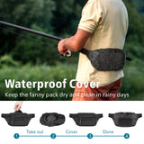 Packism Fanny Packs for Women Men - 6 Pockets Large Crossbody Waist Bag with Adjustable Strap Belt Bag for Travel Running Hiking, Black