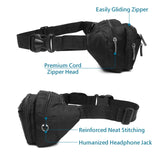 Packism Fanny Packs for Women Men - 6 Pockets Large Crossbody Waist Bag with Adjustable Strap Belt Bag for Travel Running Hiking, Black