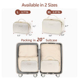 PACKISM Quilted Travel Makeup Bag for Women - PU Leather Open Flat Cosmetic Bags for Women with Dividers, Independent Brush Holder, Waterproof Make Up Organizer for Travel Bathroom, Cream (L)