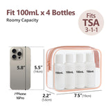 PACKISM TSA Approved Toiletry Bag - Clear Makeup Bag 3 Pack Medium, Quart Size Bag for 3 - 1 - 1 Liquids with Metal Smooth Zipper, Travel Makeup Bag for Women Men, Airport Airline Compliant Bag, Rose Pink