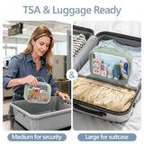 PACKISM TSA Approved Toiletry Bag Combo Pack, 1 Clear Makeup Bag Medium & Large for Checked Luggage, Clear Travel Bag with Handle, Water - resistant Travel Essentials Organizer, Laurel Green
