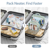 PACKISM TSA Approved Toiletry Bag Combo Pack, 1 Clear Makeup Bag Medium & Large for Checked Luggage, Clear Travel Bag with Handle, Water - resistant Travel Essentials Organizer, Laurel Green