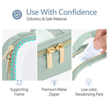 PACKISM TSA Approved Toiletry Bag Combo Pack, 1 Clear Makeup Bag Medium & Large for Checked Luggage, Clear Travel Bag with Handle, Water - resistant Travel Essentials Organizer, Laurel Green