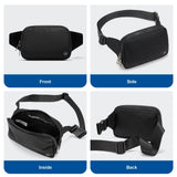 Pander Belt Bag Large 2L, Nylon Fanny Pack Purse for Women and Men with Adjustable Strap, Black Onyx