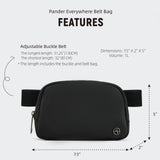 Pander Cross Body Fanny Pack for Women, Fashion Waist Packs, Crossbody Bags, Belt Bag with Adjustable Strap (Black)