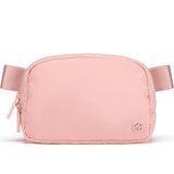 Pander Two Way Zipper Fanny Pack Nylon Everywhere Belt Bag for Women, Water Repellent Waist Packs, Crossbody Bags with Adjustable Strap (Mono Pink).