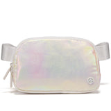 Pander Two Way Zipper Fanny Pack Nylon Everywhere Belt Bag for Women, Water Repellent Waist Packs, Crossbody Bags with Adjustable Strap(Iridescent).