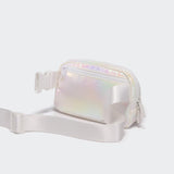 Pander Two Way Zipper Fanny Pack Nylon Everywhere Belt Bag for Women, Water Repellent Waist Packs, Crossbody Bags with Adjustable Strap(Iridescent).