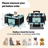PAPZER Cat Carrier Soft - Sided Travel Bag for Medium to Large Cats Over 15lbs, Small Dog Carrier Crate Top Entry Breathable Mesh Puppy 12 Pounds, Pet Rabbit Carrying Cage Kennel Collapsible Teal