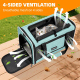PAPZER Cat Carrier Soft - Sided Travel Bag for Medium to Large Cats Over 15lbs, Small Dog Carrier Crate Top Entry Breathable Mesh Puppy 12 Pounds, Pet Rabbit Carrying Cage Kennel Collapsible Teal