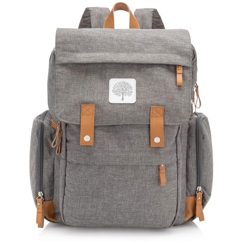 Parker Baby Co. Diaper Backpack - Large Diaper Bag with Insulated Pockets, Stroller Straps and Changing Pad - Birch Bag - Gray