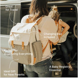 Parker Baby Diaper Backpack - Large Diaper Bag with Insulated Pockets, Stroller Straps and Changing Pad - "Birch Bag" - Cream