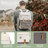 Parker Baby Diaper Backpack - Large Diaper Bag with Insulated Pockets, Stroller Straps and Changing Pad - "Birch Bag" - Cream