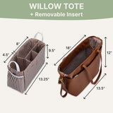 Parker Baby Willow Tote Bag | Stylish Vegan Leather Diaper Bag Tote with Modular Storage & Removable Inserts & Roomy Interior
