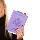Passport and Vaccine Card Holder Cover Combo, Passport Case /Wallet with Vaccine Card Slot for Women and Men(AL - Purple)