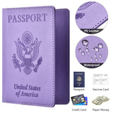 Passport and Vaccine Card Holder Cover Combo, Passport Case /Wallet with Vaccine Card Slot for Women and Men(AL - Purple)