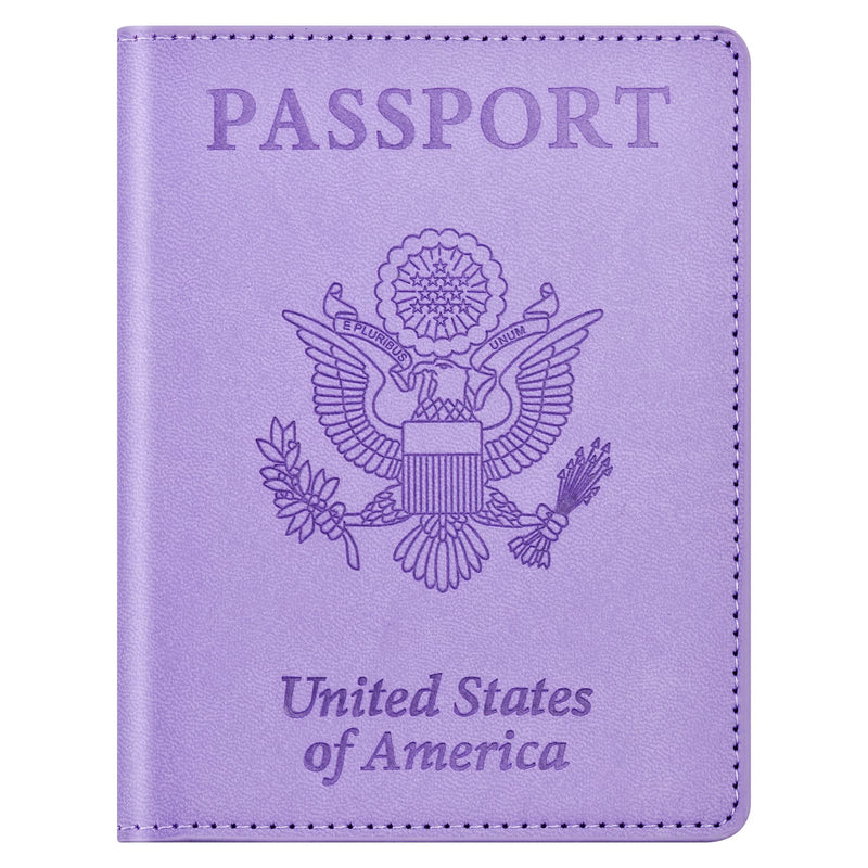 Passport and Vaccine Card Holder Cover Combo, Passport Case /Wallet with Vaccine Card Slot for Women and Men(AL - Purple)