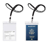 Passport Badge Holders with Extra PVC ID Card Holder and Woven Lanyards Ideal for Cruise and Vacation by CypesCrafts(2Pack Black Lanyards)