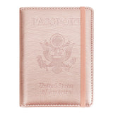 Passport Holder for Travel Essentials, Passport Cover Wallet Passport Holders for Women Men, PU Leather Passport Book Card Case with Pen Holder for Family Travel Must Haves Accessories, Rose Gold