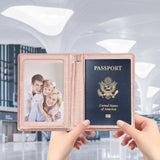 Passport Holder for Travel Essentials, Passport Cover Wallet Passport Holders for Women Men, PU Leather Passport Book Card Case with Pen Holder for Family Travel Must Haves Accessories, Rose Gold