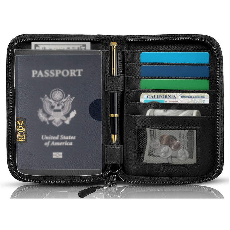Passport Holder for Travel Essentials, RFID Blocking Protector Passport Wallets, Passport Document Organizer Case for Travel Must Have, Passport Book for Women, Couple, Family Cards, Tickets, ID, Cash