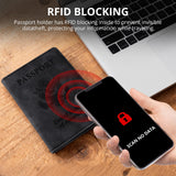 Passport Holder for Travel Essentials,RFID Blocking Passport Cover Wallet Card Case for Women and Men (Black)