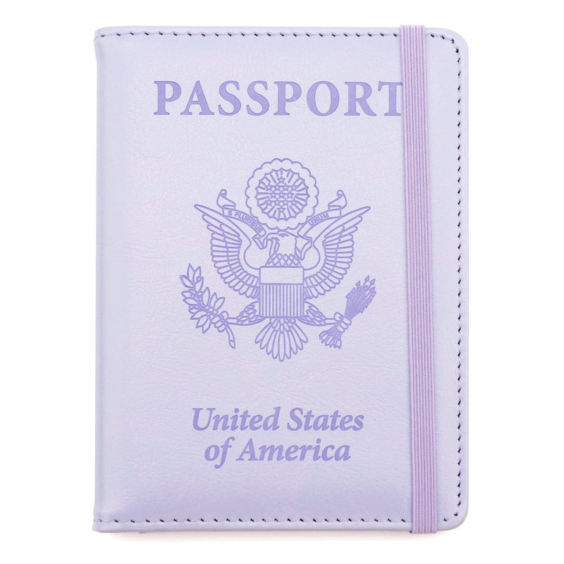 Passport Holder for Travel, Leather Passport Cover Wallet Case RFID Blocking Passport Book Holders for Travel Women Men Family Travels Must Haves Essentials, Purple