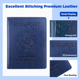 Passport Holder for Travel Men Women - Passport Cover, Passport Wallet Case Travel Essentials Travel Must Haves Accessories Blocking Leather Card Slot Protector for Stocking Stuffers Gifts, Navy Blue