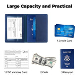 Passport Holder for Travel Men Women - Passport Cover, Passport Wallet Case Travel Essentials Travel Must Haves Accessories Blocking Leather Card Slot Protector for Stocking Stuffers Gifts, Navy Blue