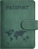 Passport Holder, Passport Cover with Credit Card Slot and Boarding Pass Slot Combo, Passport Wallet Case Book Travel Must Have, RFID Blocking Leather Travel Accessories, Green