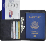 Passport Holder, Passport Cover with Credit Card Slot and Boarding Pass Slot Combo, Passport Wallet Case Book Travel Must Have, RFID Blocking Leather Travel Accessories, Black