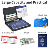 Passport Holder, Passport Cover with Credit Card Slot and Boarding Pass Slot Combo, Passport Wallet Case Book Travel Must Have, RFID Blocking Leather Travel Accessories, Black