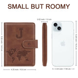 Passport Holder Wallet Cover Personalized Letter A - Z Travel Wallet RFID Blocking Passport Cover Wallet Case for Travel Passport Book Holders for Women and Men, Brown - J