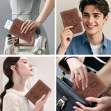 Passport Holder Wallet Cover Personalized Letter A - Z Travel Wallet RFID Blocking Passport Cover Wallet Case for Travel Passport Book Holders for Women and Men, Brown - J