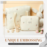 Paterr 2pcs Quilted Diaper Bag Tote Set Multifunction Cotton Maternity Hospital Bag Overnight Travel Handbag for Women Nurse(Tulip)