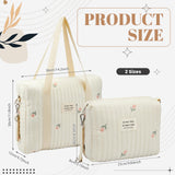 Paterr 2pcs Quilted Diaper Bag Tote Set Multifunction Cotton Maternity Hospital Bag Overnight Travel Handbag for Women Nurse(Tulip)