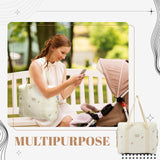 Paterr 2pcs Quilted Diaper Bag Tote Set Multifunction Cotton Maternity Hospital Bag Overnight Travel Handbag for Women Nurse(Tulip)