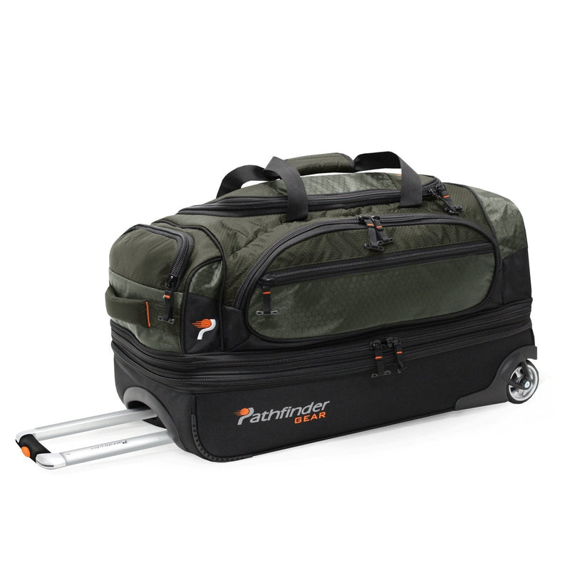 Pathfinder Gear 26 Inch Rolling Drop Bottom Duffel, Olive, One Size