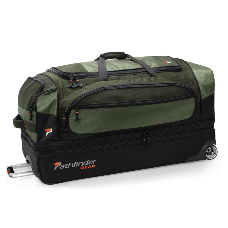 Pathfinder Gear 36 Inch Rolling Drop Bottom Duffel, Olive, One Size