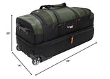Pathfinder Gear 36 Inch Rolling Drop Bottom Duffel, Olive, One Size