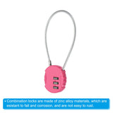 PATIKIL Combination Lock 8 Inch, 3 Digit Outdoor Waterproof Code Padlock with Wire Rope for Luggage Gym Locker Fence Toolbox Backpack, Pink