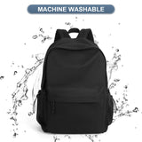 PAUBACK Black School Backpack for Girls Women Waterproof High School Book Bag Cute Backpack for Men Teens Boys, Lightweight Simple Middle School Back Pack Daypack