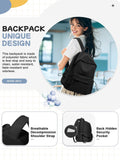 PAUBACK Black School Backpack for Girls Women Waterproof High School Book Bag Cute Backpack for Men Teens Boys, Lightweight Simple Middle School Back Pack Daypack
