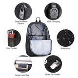 Pawsky Skateboard Anime Luminous School Backpack with USB Charging Port, Anti Theft Lock, Sling Bag & Pencil Case for Teen Boys and Girls, College Bookbag Lightweight Laptop Bag, Black